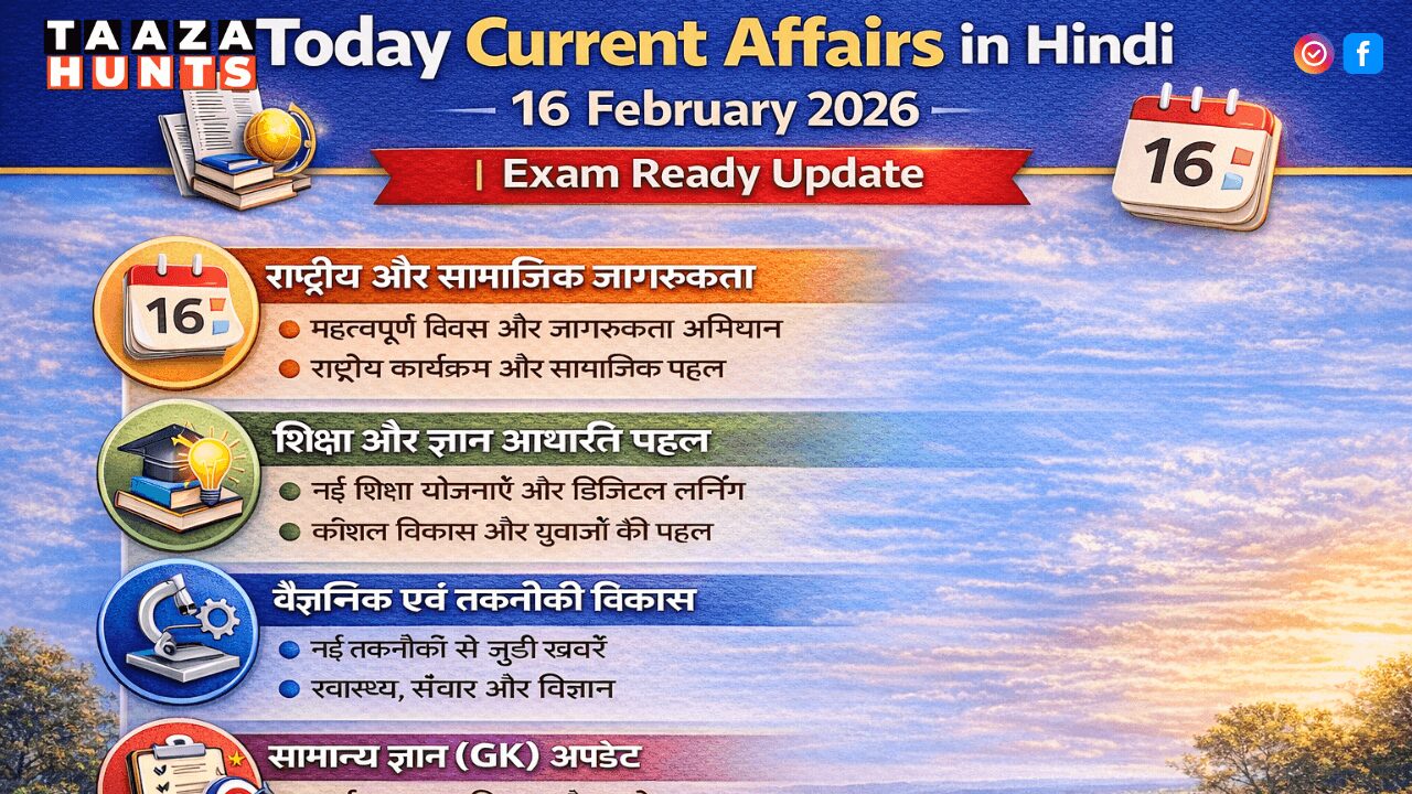 Today Current Affairs in Hindi 16 February 2026
