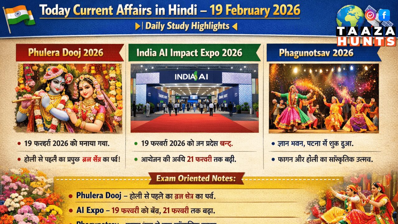 Today Current Affairs in Hindi 19 February 2026