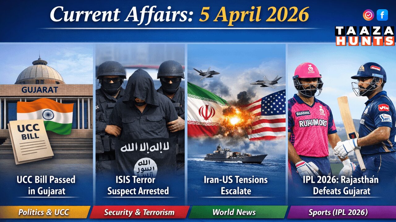 5 अप्रैल 2026 की करंट अफेयर्स